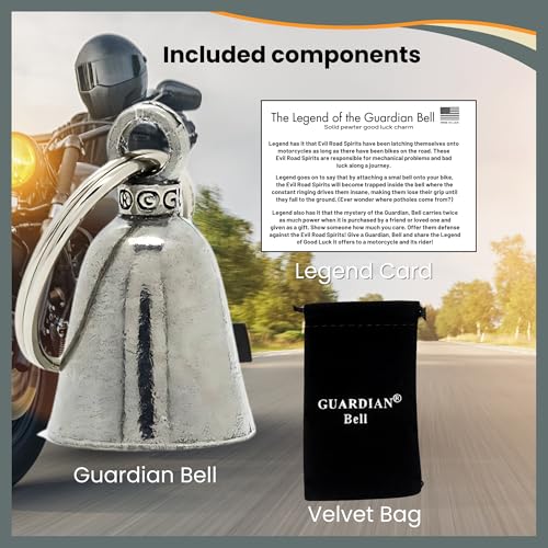 Image of Guardian Bell Good Luck Bell w /Keyring & Black Velvet Gift Bag | Motorcycle Bell | Lead-Free Pewter | Made in USA