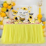 4ft Yellow Tulle Tutu Table Skirt for Rectangle Tables Elegant Table Skirt for Wedding Pikachu...