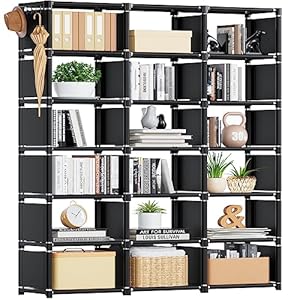 Mavivegue Bookcase, 18-Cube Extra Large Book Shelf, DIY Cube Storage Organizer for Bedroom, Living Room, Home Office – Black