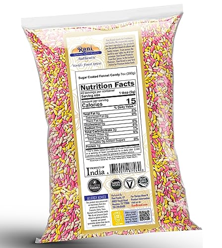 Rani Sugar Coated Fennel Candy 7oz (200g) ~ Indian After Meal Digestive Treat | Vegan | Gluten Friendly | NON-GMO | Kosher | Indian Origin