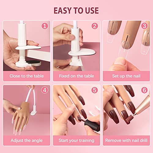 Practice Hand For Acrylic Nails - Btartbox Upgraded Nail Tips Never Fall Off, Fingers Never Break, Flexible Movable Nails Training Hand, Ideal For Practicing Nail Supplies, Lxjs-04 #TOP6