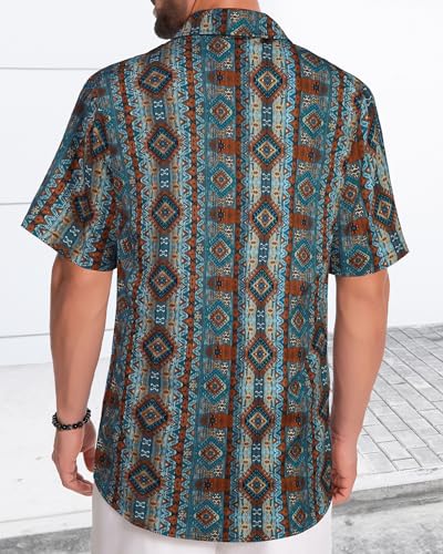 Image of Men Hawaiian Shirt Short Sleeve Summer Beach Button Down Shirts with Pocket