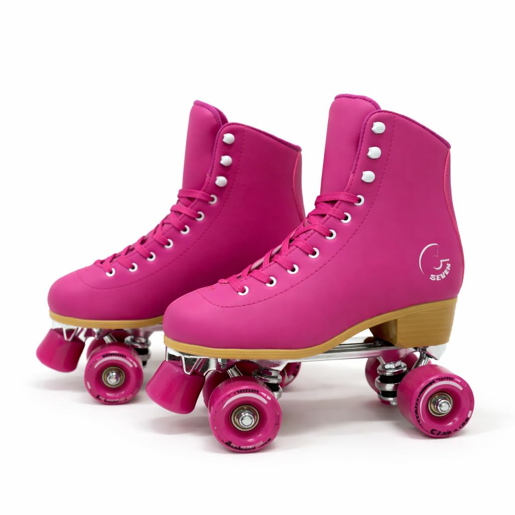 C SEVEN C7skates Cute Roller Skates for Girls and Adults (Viva Rose, Women's 7 / Youth 6 / Men's 6)