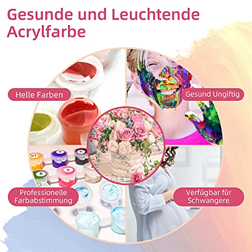 AkiiGer Malen Nach Zahlen Erwachsene Anfänger, DIY Handgemalt Ölgemälde Kits, DIY Malen Nach Zahlen, Ohne Rahmen, 40 x… – Bild 3