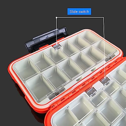 Fishing Tackle Box,RoadLoo Fishing-Lure-Boxes-Bait Multifunctional Fishing Accessories Storage Box 30 Compartment Waterproof Portable Fishing Tackle Box Waterproof with 20 Soft Plastic Lures (orange) - Image 3