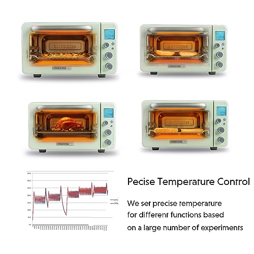 BUYDEEM-T103-Multifunction-Toaster-Oven-No-Pre-Heat-Needed-12QT-7-in-1-Mini-Smart-Digital-Toaster-Oven-with-Grill-Rack-and-Baking-Tray-1600W-Cozy-Greenish