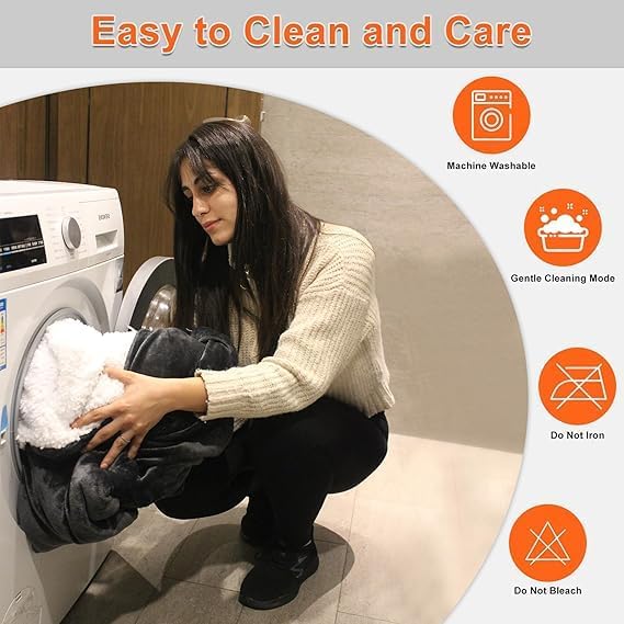 Wearable Heated Blanket Hoodie,USB Heated Blanket Electric Wearable Blanket,Electric Blanket with Sherpa Fleece Flannel,Giant Pocket,3 Heat Settings,3 Hours Auto Shut-off (No Power Supply) - Image 6