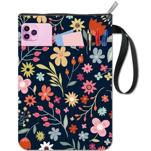 CRASPIRE Flower Book Covers Plant Book Protector Book Sleeve for Paperbacks Washable Fabric Cloth Book Cover with Zipper and Extra Sleeve Pocket for Book Lovers Classmate Gifts