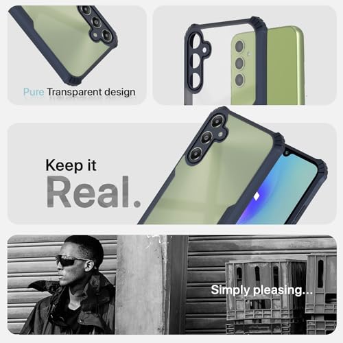 Image of Pikkme Samsung Galaxy A05s Back Cover | Crystal Clear Transparent Back | Ultra Hyrbid | Full Camera Protection | Raised Edge | Bumper Back Case (Blue)
