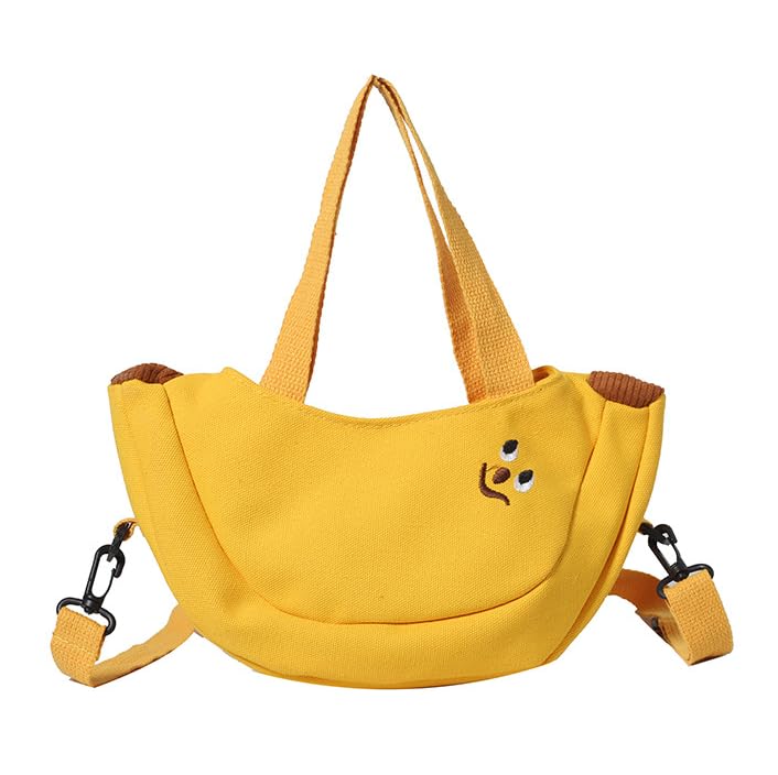 Bolsa tiracolo feminina de lona de frutas fofa, bolsa de ombro, casual, versátil, portátil, diária, Amarelo, Medium, Mochila casual