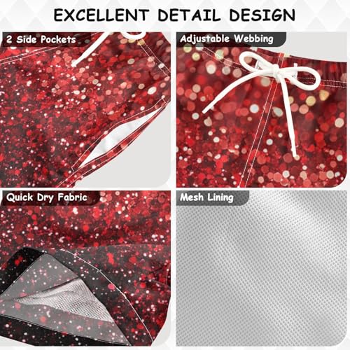 Pigsaly Boys Swim Trunks Scarlet Vermilion Gradient Flashing Glitter Boys Board Shorts Swimsuit Swimwear Bathing Suit 5T3