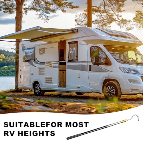 Tutamaz Markisenöffner,Teleskop Kleiderstange Kann auf 148cm Verlängert Werden, Markisenöffner-Abzieherstange Schlangenhaken,Tragbarer Wohnmobil-Markisenöffner für Wohnmobile,Tragbares Zubehör