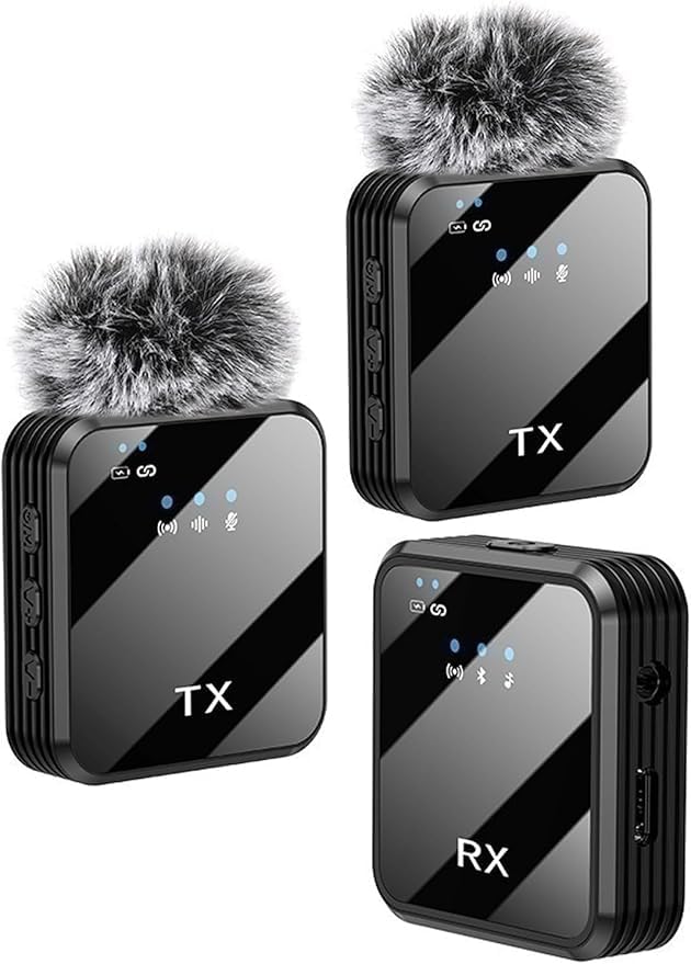 Image of coku Wireless Mic for YouTube, Dual Microphone for Recording Videos, Professional Mic Wireless Lavalier with Noise Cancellation, Long Distance & Battery Life, Mike for Singing & Video Recording
