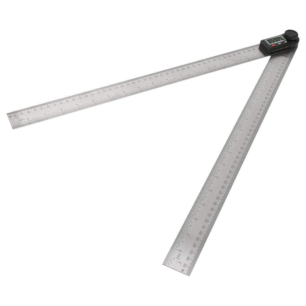 Règle d'angle d'affichage numérique, jauge d'angle électronique 2 en 1 avec bouton de verrouillage 0-360 ° Règle de travail du bois Rapporteur d'angles multifonction(500mm)