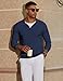 COOFANDY Mens Polo Sweater Long Sleeve Lightweight Knit Polos Casual V Neck Collared Pullover Sweaters, Navy Blue, L