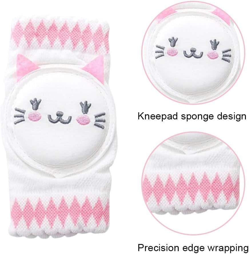 Baby Knee Warmers, Cartoon Cat Non-slip Crawling Mesh Breathable Knee Warmers for 0-4 Years Old Toddlers(1 Pair)