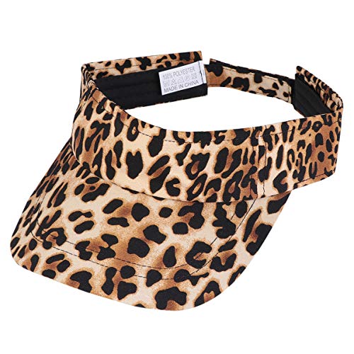 Kesyoo Unisex Leopard Print Sun Visor Hat Adjustable Baseball Cap Empty Top Golf Tennis Visor For Outdoor Sports Summer Beach #TOP16