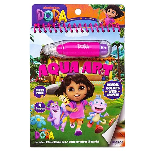 Dora Aqua Art, Includes Brush Pen and Reusable Water Reveal Pages, Mess Free Coloring for Toddlers, Travel Toys for Little Ones, Road Trip Essentials, Kids Airplane Activities, No Mess Coloring