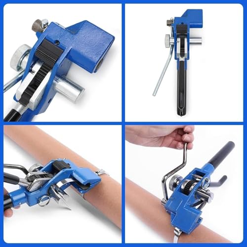 Tensor de fleje de acero inoxidable con crimpadora de corte, herramientas de flejado de acero para agrupar cables, tuberías, carteles, postes eléctricos, compatible con correas de embalaje de 4,6 mm a