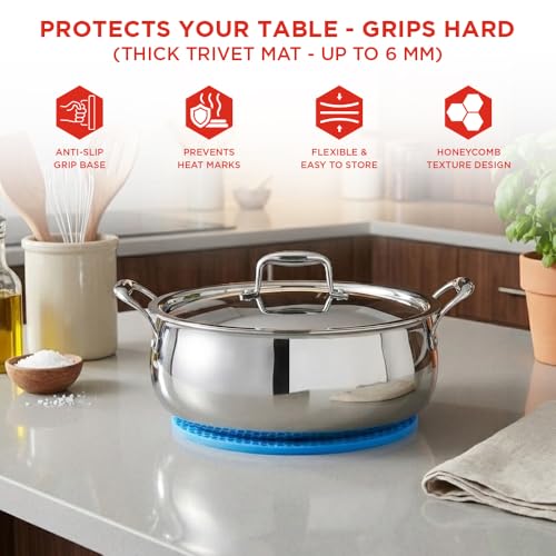 Image of Vinod Platinum Chef's Lagan Pot 28 cm - 7 Litre | Triply Stainless Steel Biryani Pot Heavy Bottom | Shallow Lagan Handi for Cooking Biryani | Healthy Triply Cookware, Induction Friendly, with Lid