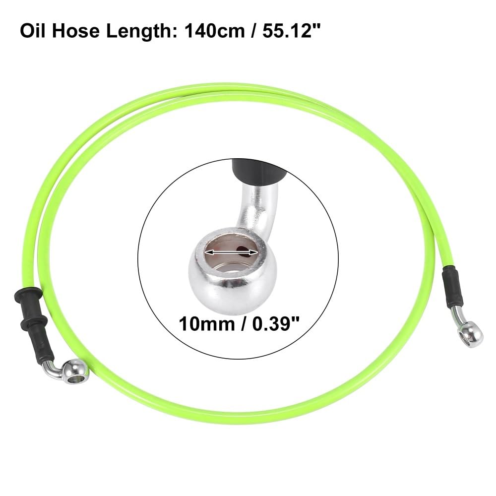 DAVBIR Moto Tubo Freno Tubo Flessibile Intrecciato Idraulico in Acciaio Inossidabile Rinforzato Verde per Moto da 40 Cm Tubo Flessibile Universale per Olio Frizione Freno(140cm)
