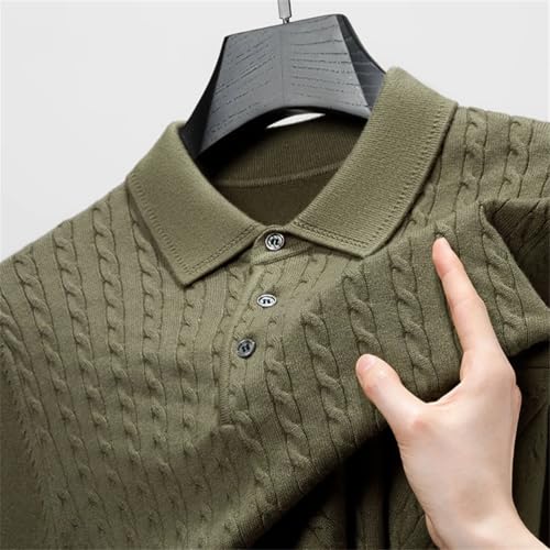 Men's Quality Solid Buttons Long Sleeved Sweater Soft Lapel Knitting Casual Business Sweaters4