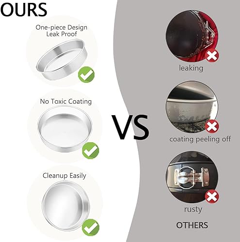 Miniatura 3 de TeamFar Molde para tartas, 6, 8 y 9  pulgadas, de acero inoxidable, redondo, para hornear y servir al vapor, saludable y resistente, acabado espejo