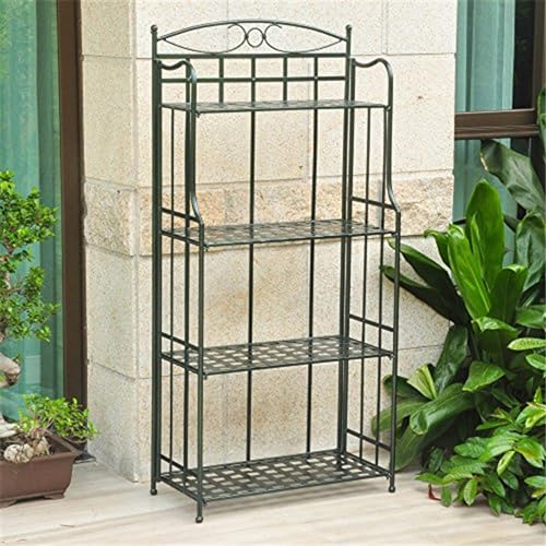 Maykoosh Baroque Brilliance Fe Nailhead 4-Tier Baker S Rack, Stylish Outdoor Baker S Rack with Four Tiers for Displaying Plants, Herbs, and Decorative Items, Ideal for Gardens