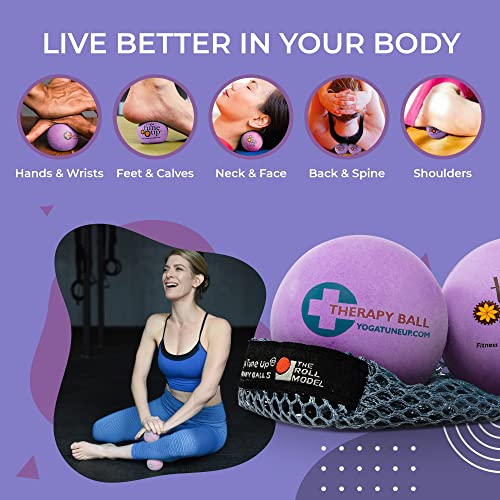 Yoga Tune Up® Therapy Balls In Tote By Tune Up Fitness - Massage Balls For Trigger Point, Pressure Point & Myofascial Release - Use As Single Or Peanut Ball For Pain Relief & Relaxation (Deep Purple) #TOP3