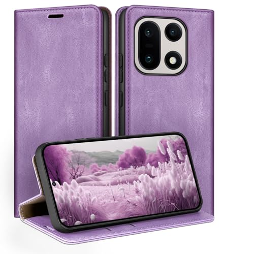 Étui pour OnePlus 15 en Cuir Premium Lilas Violet Housse à Rabat