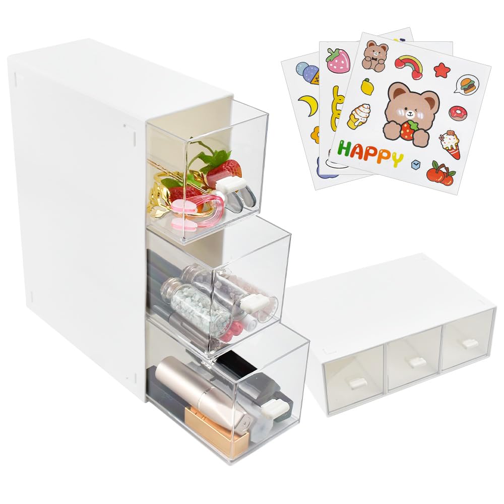 3er Set Teebeutel Organizer - Stapelbare Kunststoff-Boxen Mit 3 Schubladen, 23x17x7,8cm