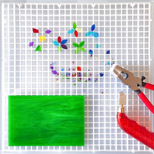 Stained Glass Cutting Mat with Tray 12"x12", Stained Glass Supplies, Catching Shards in Grids, Suitable for Cutting Glass and Cutting Mats for Crafts