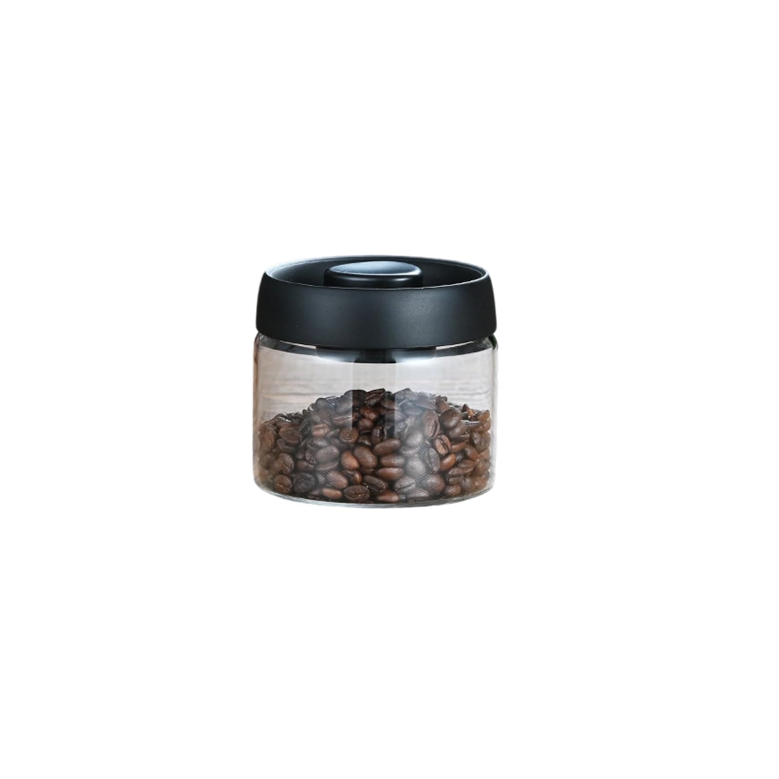 Efficient Pressed Vacuum Coffee Canister Bean Nut Tea Clear Glass Storage Jar with Vacuum Seal Organize Portable Coffee Container