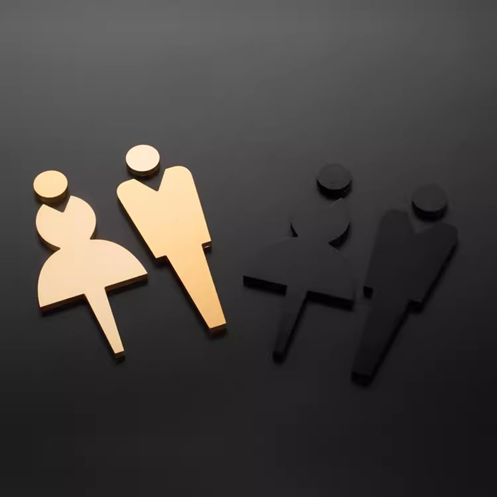 Cartelli in Acrilico per i Servizi igienici, Cartello for Bagno da Uomo e Donna, Cartello for Servizi igienici for aziende, uffici Domestici ristoranti, Altezza: 6 Pollici, 2 Pezzi(Black)