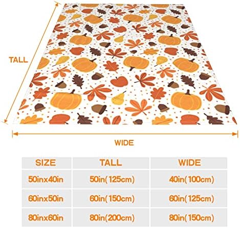 JOOCAR Flannel Throw Blanket Fall Pumpkin Autumn Leaves Cozy and Soft Plush Warm Blankets for Bed Couch Living Room Sofa Chair