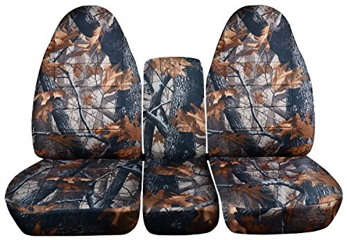 Totally Covers Compatible with 1993-1998 Ford F-150 F-250 F-350 Camo Truck Seat Covers (Front 40/20/40 Split Bench) with Center Console: Gray Tree Camouflage F-Series F150 F250 F350