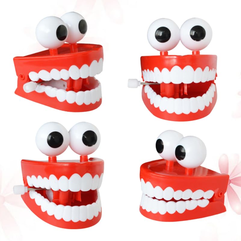 Jouet à Remonter Dents Claquantes – Dents Qui S'agitent, Yeux Mobiles – ABS 8x8x6 Cm – Farce, Bureau, Famille – Sans Pile