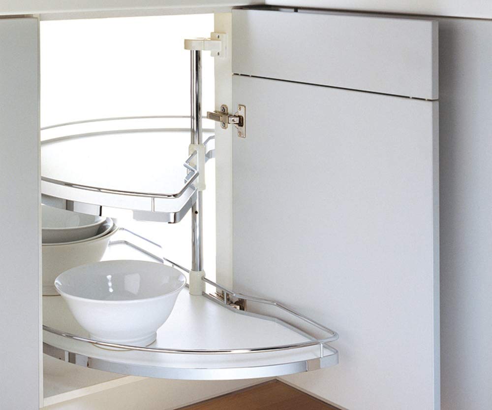 JUVA Plateau Tournant Semi-Cirulaire - Étagère d'angle Pivotante Design Arena pour Placard d'une Largeur 900 mm - Capacité 20kg - 1 Set Complet avec Plaques Pivotantes