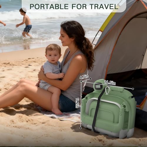 Image of Foldable Baby Bathtub for Newborn to Toddler (0-24 Months), Portable Baby Bath Tub for Travel, Collapsible Baby Tub with Soft and Supportive Cushion (Astronaut-Green)
