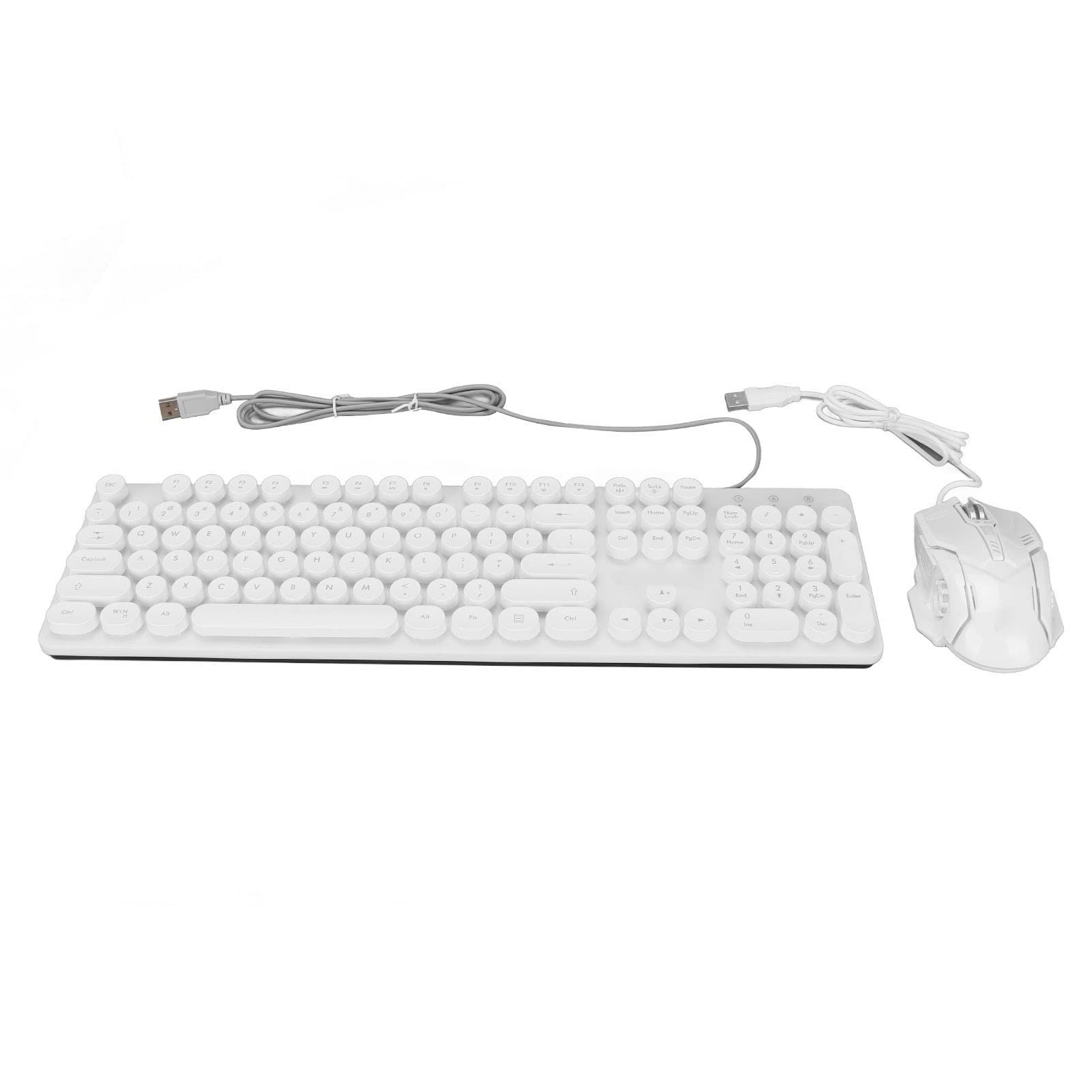 Tastiera da gioco cablata e mouse combinato, 104 tasti RGB retroilluminato tastiera meccanica Gaming Mouse Set 3600 DPI, per giocatori PC (bianco)