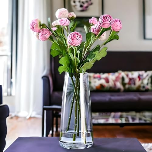 Image of Flower Glass Vase for Decor | vases for Home Decor - Clear Glass Centerpieces vases Living Room Kitchen,Office,Wedding