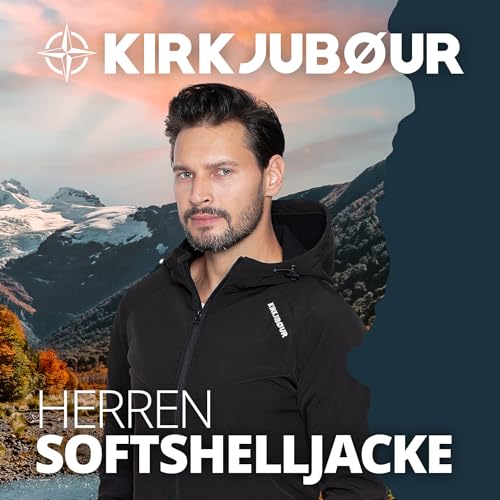 Kirkjubøur® Hestur Herren SOFTSHELLjacke 10.000 mm Wassersäule mit Kapuze und Fleecefutter, atmungsaktiv und wasserabweisend (DE/NL/SE/PL, Alphanumerisch, XL, Regular, Regular, Njordr Schwarz)