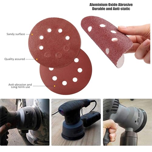 Image of Malfah Sanding Sheet for Random Orbital Sander 5 inch P 80 Sanding Disc Paper Round 125 Mm Abrasive Sandpaper Set for Random Orbital Sander Polisher 5x80 Grit 10 Pcs
