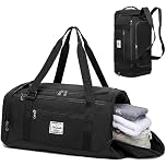 Laripwit Gym Bags for Men, 40L Medium Sports Duffle Bag with Shoe Compartment & Wet Pocket, Lightweight Duffel Bag Backpack Multipurpose Weekend Overnight Holdall Travel Bag Women, Black