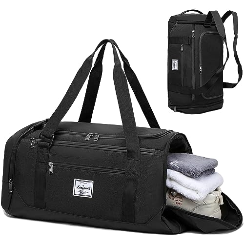 Image of Laripwit Gym Bags for Men, 40L Medium Sports Travel Duffel Bag with Shoe Compartment & Wet Pocket Lightweight Gym Duffle Bag Backpack Multipurpose Weekender Overnight Backpack for Women, Black