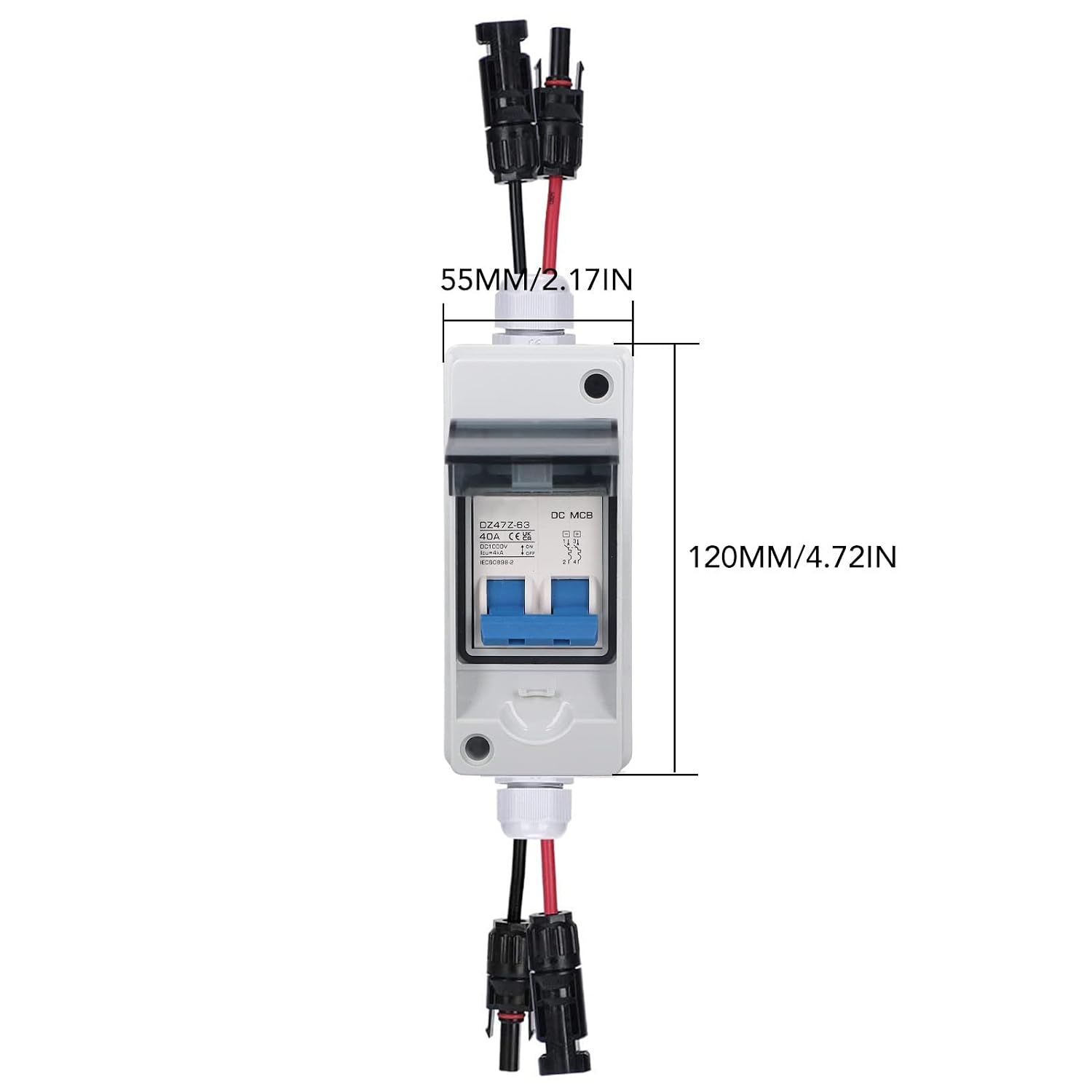 Miniature Circuit Breaker 1000V DC 40A Breaking Home Isolation Switch with IP65 Box for PV Solar System