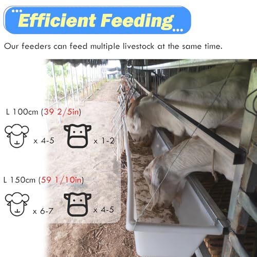 Mangiatoia per bestiame, mangiatoia in plastica per bestiame e capra, bianca, di grande capacità, per famiglie, fattorie, cortili, pecore, granai, facile da pulire, scatola per l'alimentazione del