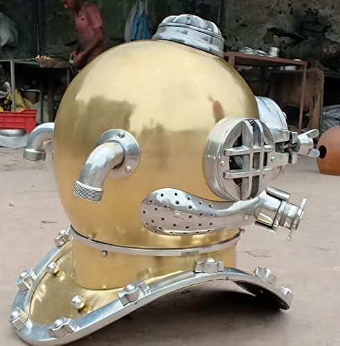 Decorative Diving Helmet, 18-inch Full Size Mark V Navy Style, Brass Finish Replica