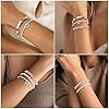 Gokeey Silver Cuff Bracelets for Women,Dainty Silver Bangles Bracelets Set for Women, Paperclip Link Chain Rope Beaded Tie Knot Bracelets Stack Chunky Jewelry #3
