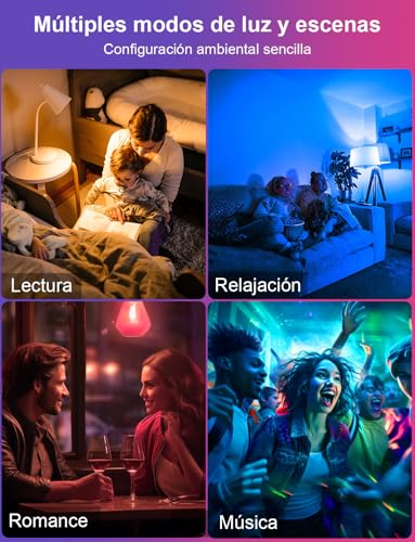 iLC Bombillas Alexa, funcionan con Alexa (requiere dispositivos eco), tornillo E27, bombilla LED inteligente que cambia de color, blanco frío 6000 K + RGB (paquete de 2) - imagen 7